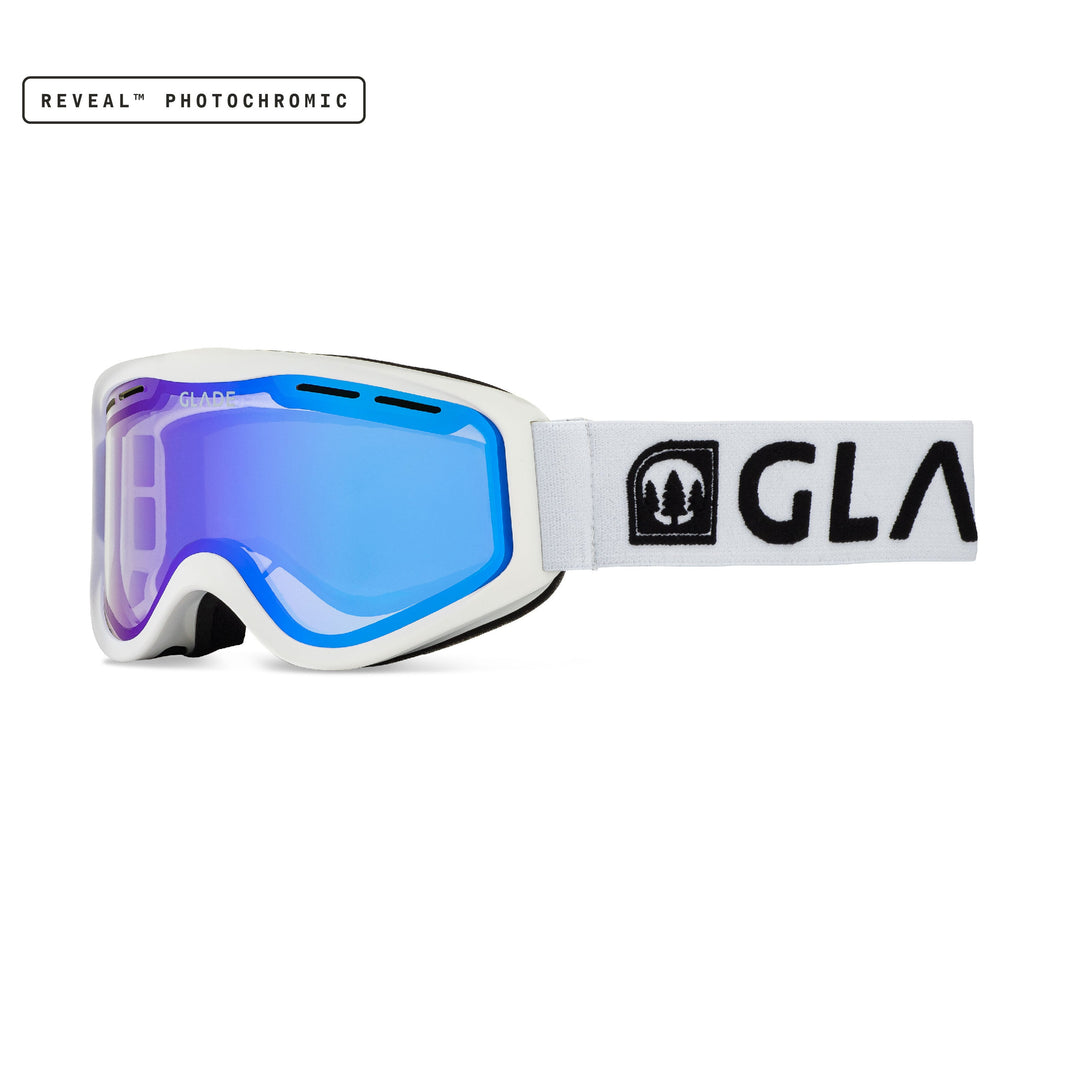 cheap snowboard goggles Glade Optics Pico Youth Reveal Photochromic Blue/White